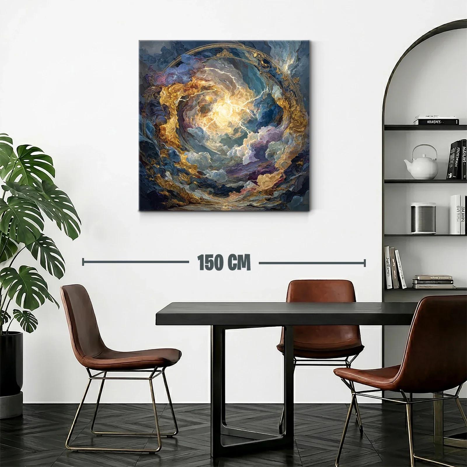 Cuadro celestial con vibrantes destellos dorados y azules — miniatura 2