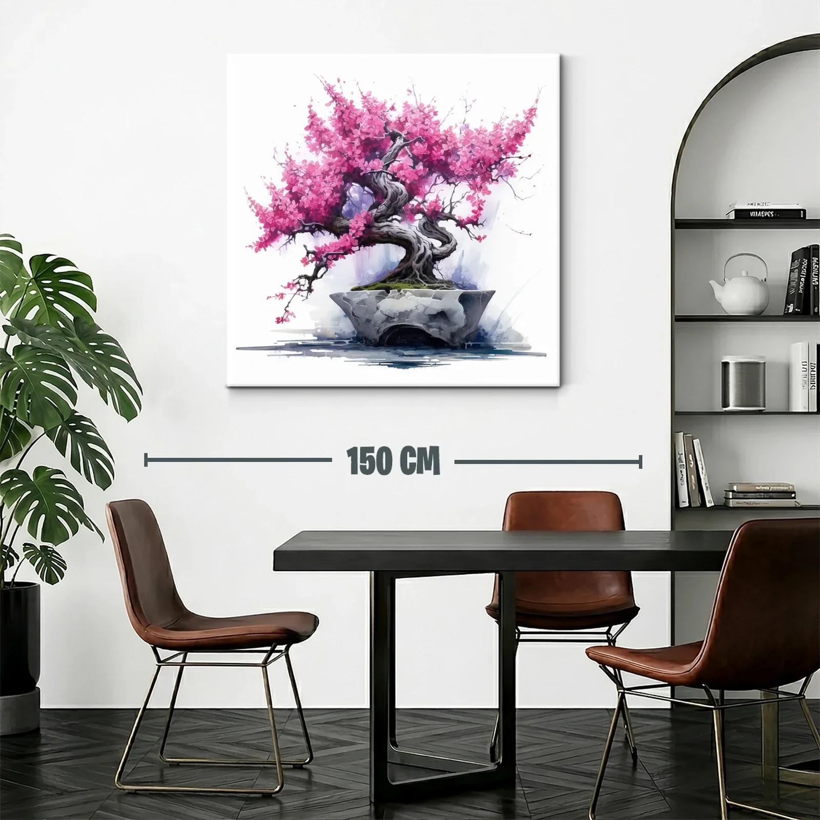 Árbol bonsái con flores rosas vibrantes — miniatura 2