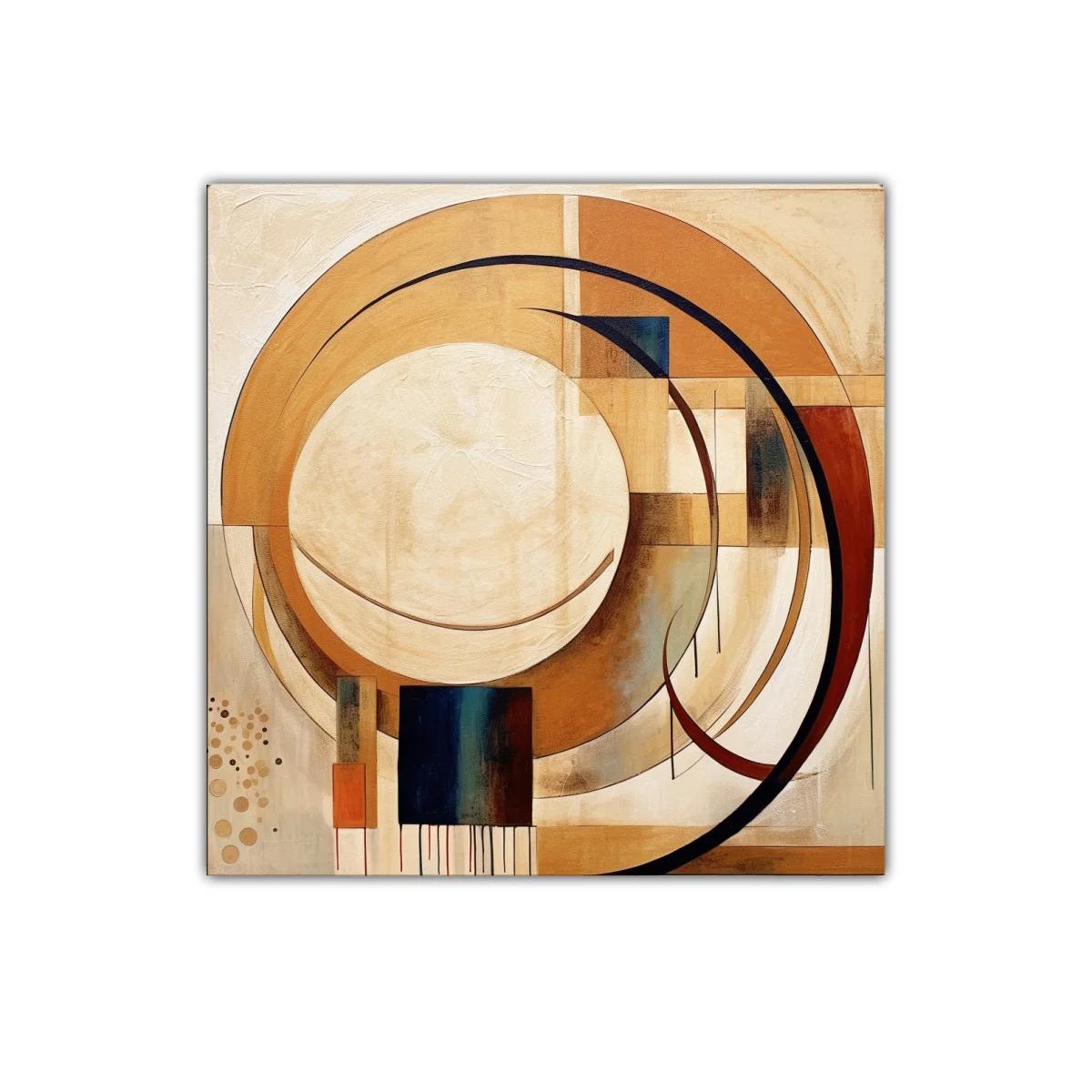 Cuadro abstracto con formas circulares en tonos cálidos — miniatura 1