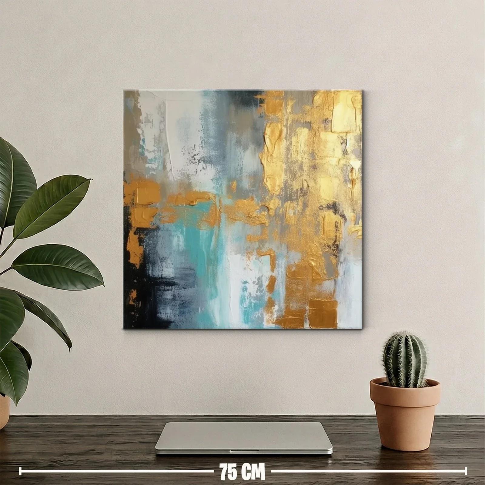Composición abstracta con tonos dorados y azules — miniatura 2