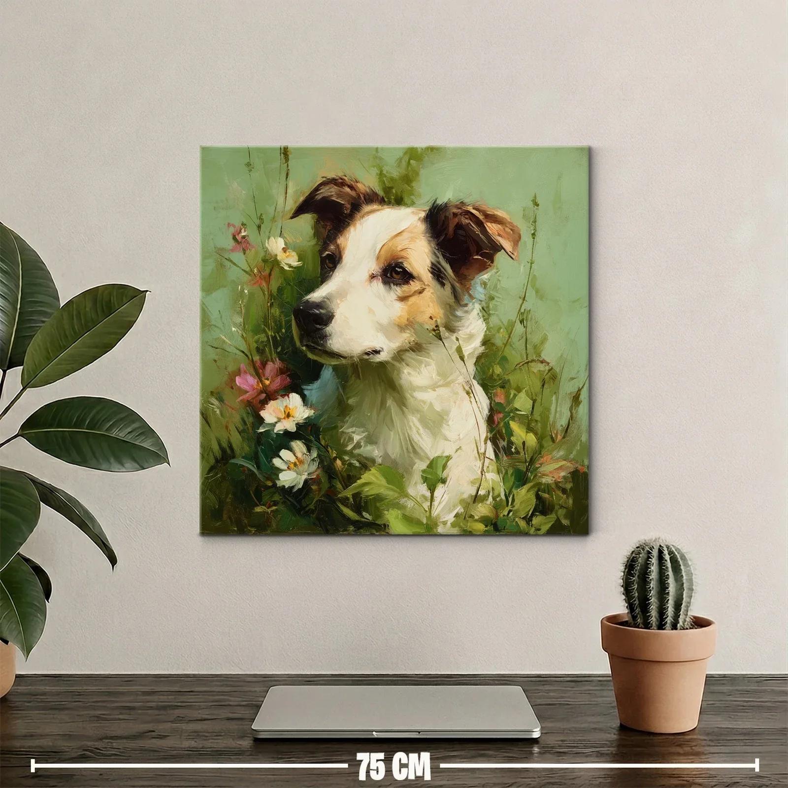 Retrato delicado de perro rodeado de flores naturales — miniatura 2