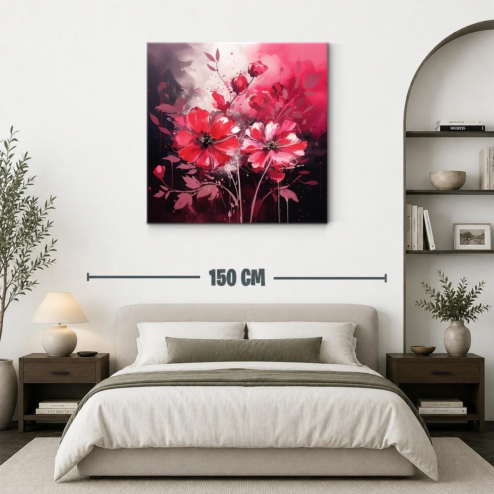 Flores vibrantes en tonos rojos y rosas con fondo oscuro — miniatura 3