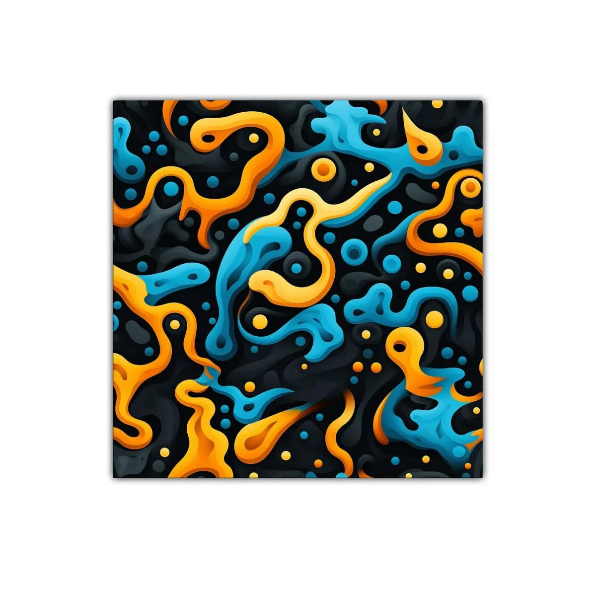 Composición Abstracta en Tonos Naranja y Azul Vibrante — imagen principal