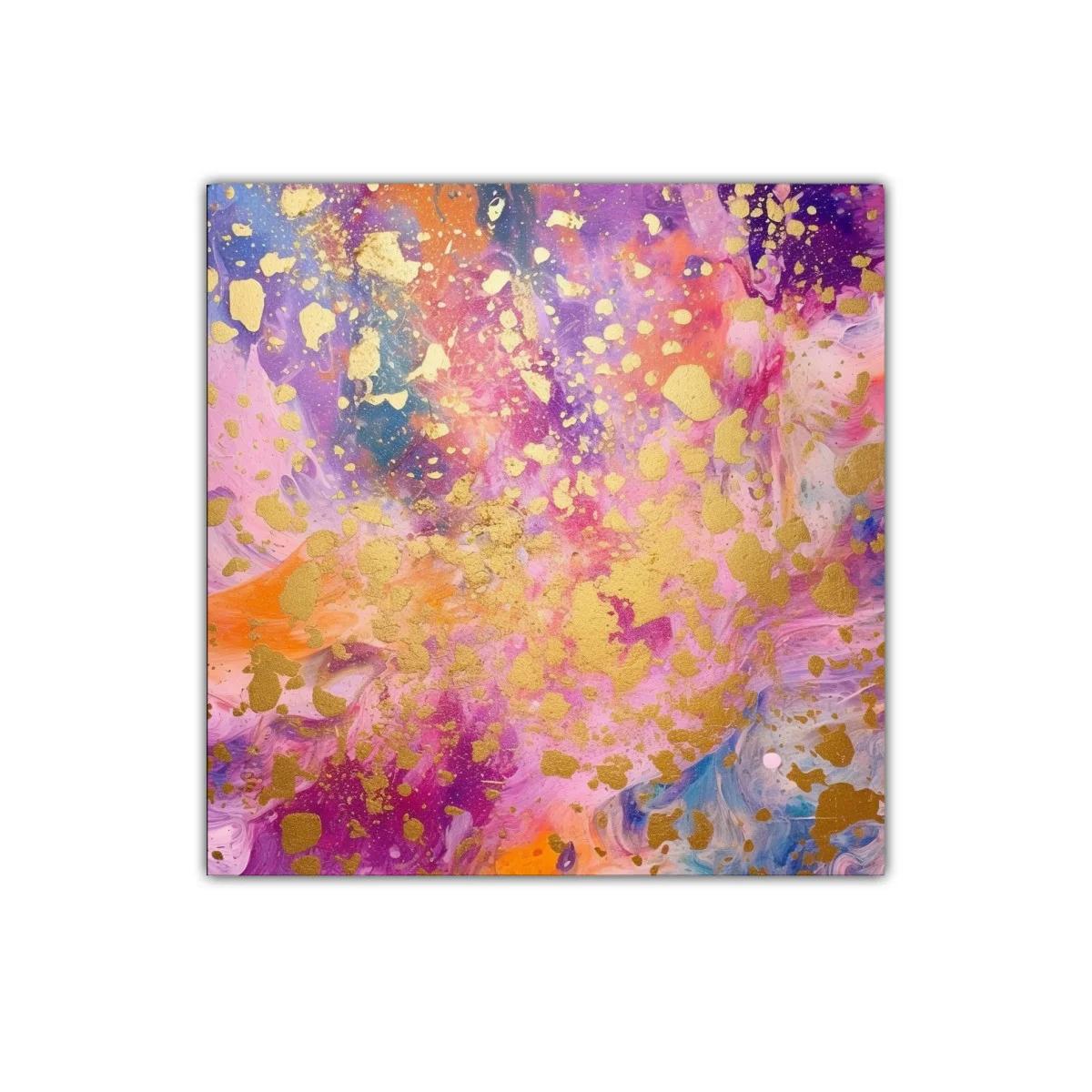 Cuadro con explosión de colores vivos y detalles dorados — imagen principal