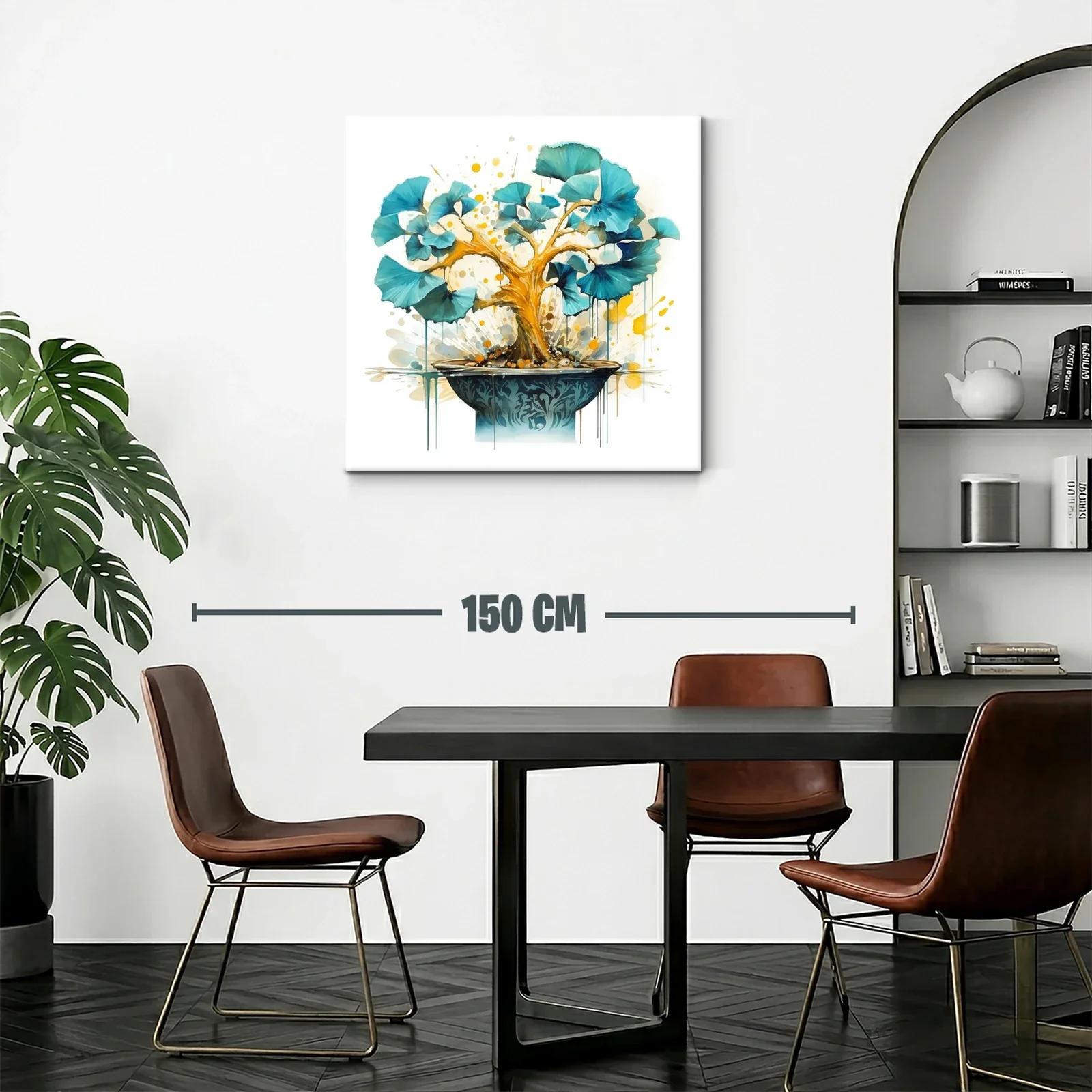 Árbol de Ginkgo en tonos dorados y azules vibrantes — miniatura 2
