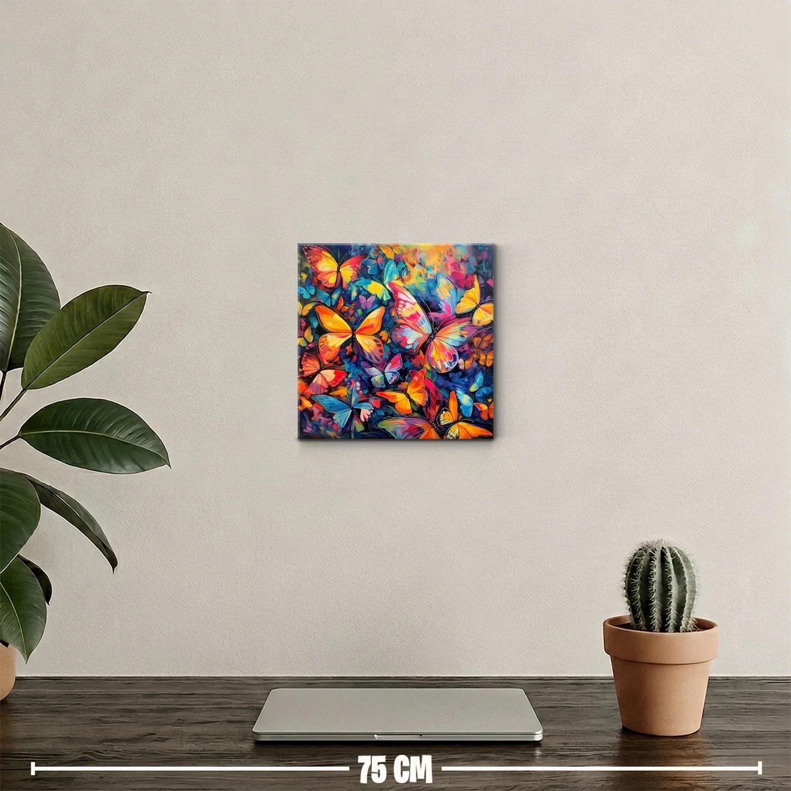 Cuadro con mariposas luminosas en colores vibrantes — miniatura 2