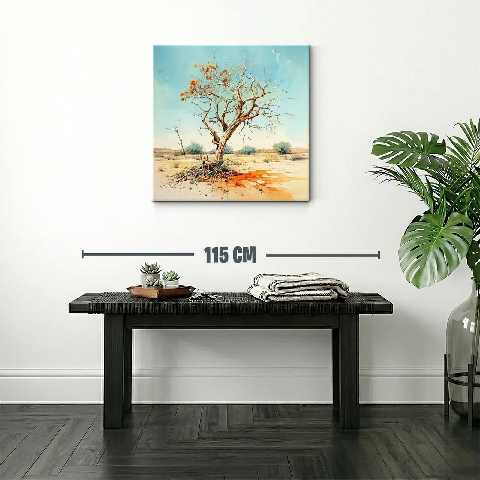 Árbol Seco con Flores Naranjas en Paisaje Árido — miniatura 2