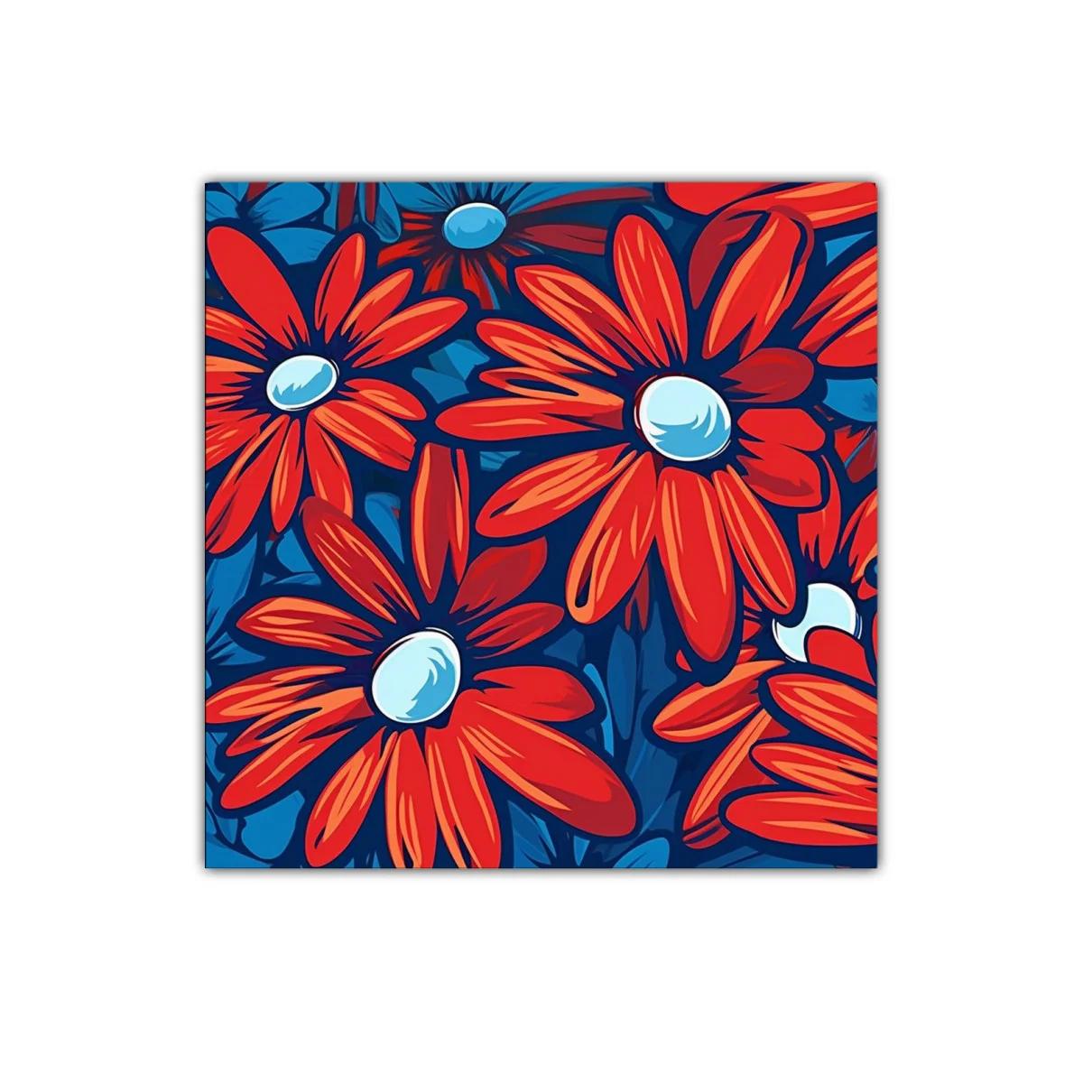 Flores vibrantes en tonos rojos y azules intensos — imagen principal