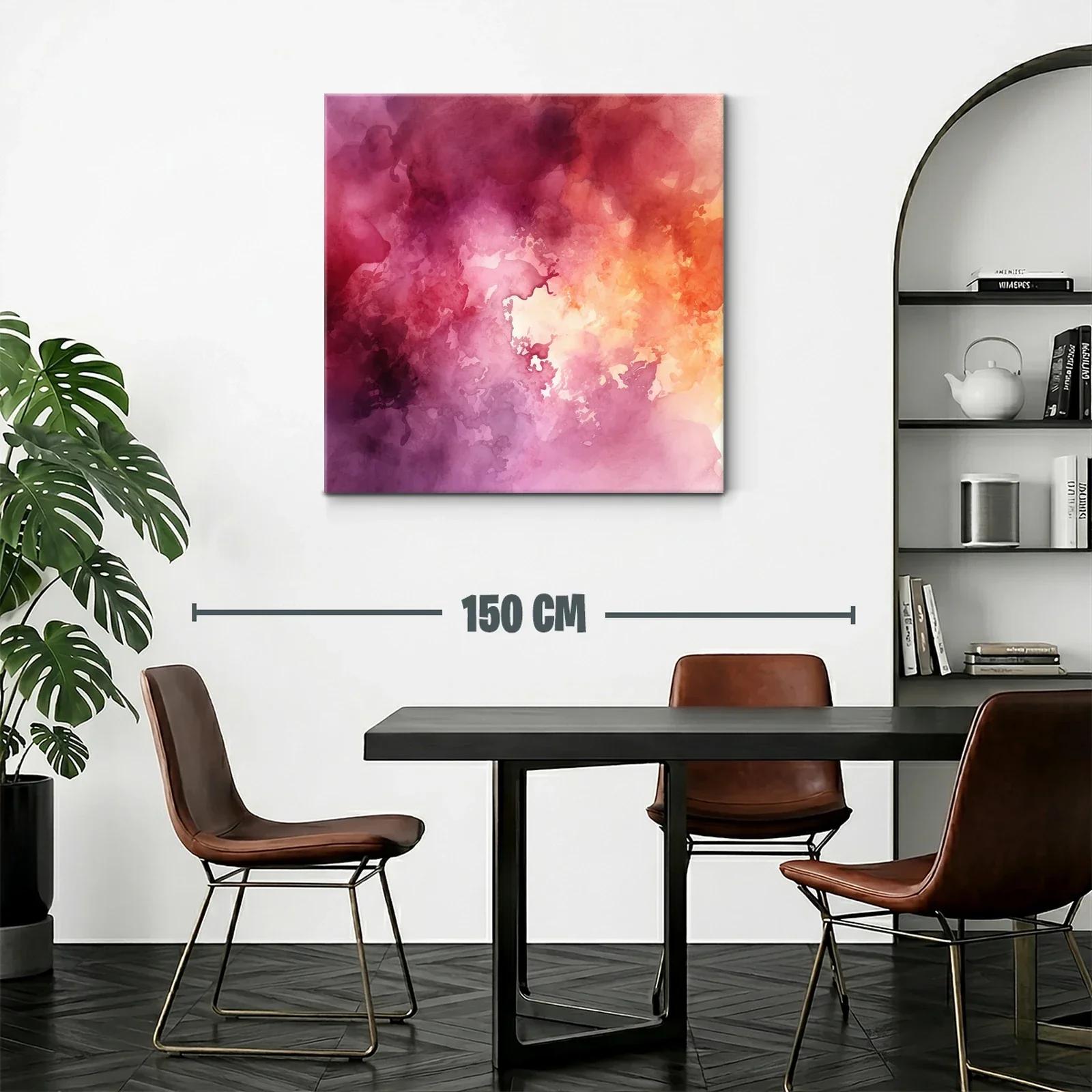 Cuadro abstracto con tonos cálidos y violetas intensos — miniatura 2
