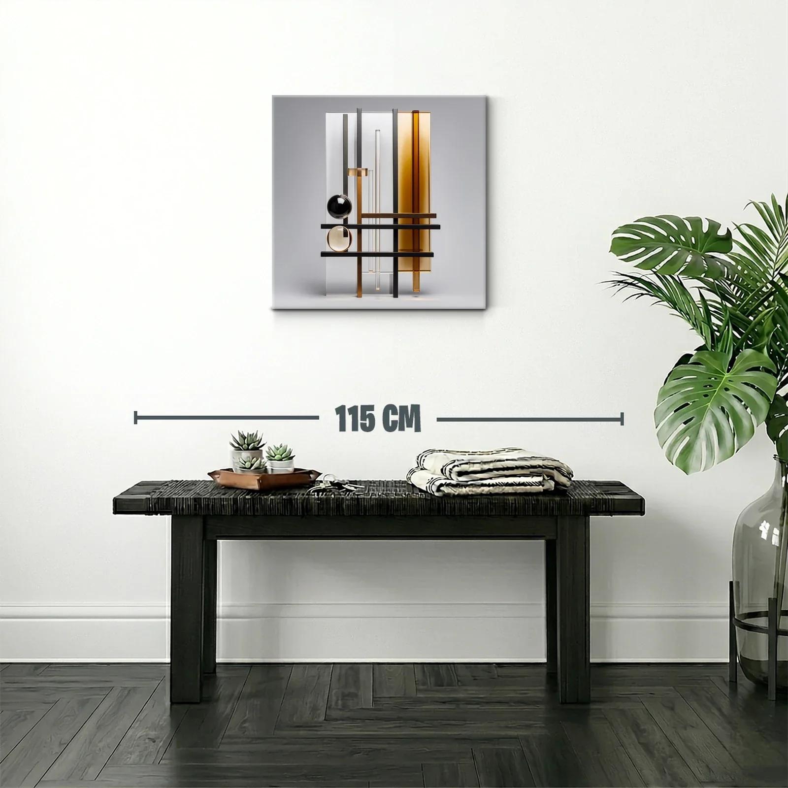 Composición geométrica moderna con tonos ámbar y negro — miniatura 2