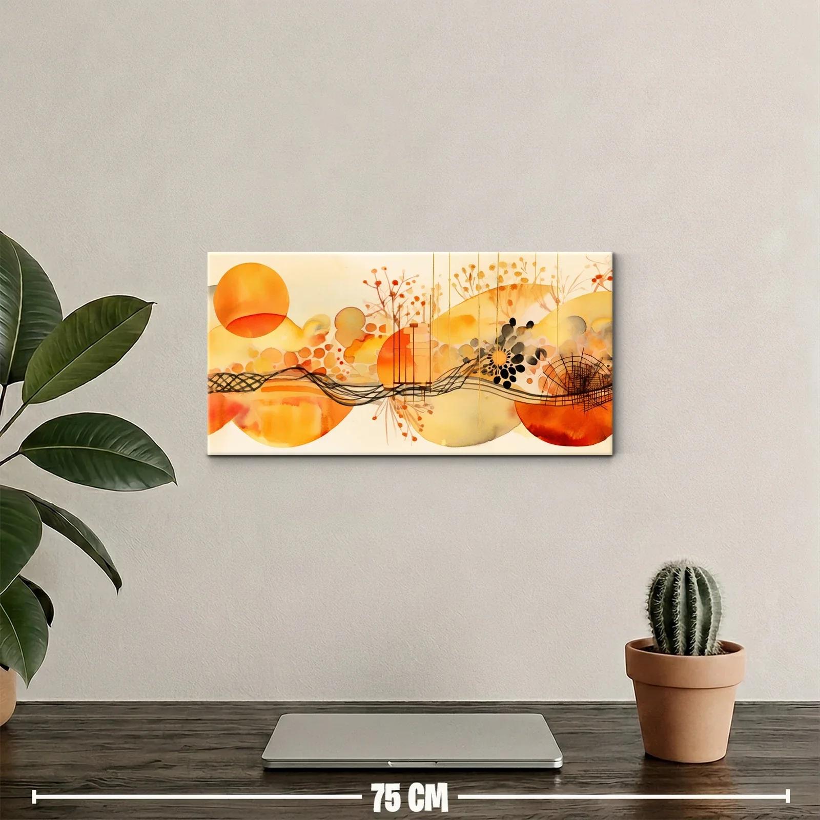 Cuadro abstracto con estallidos radiales y líneas onduladas — miniatura 2