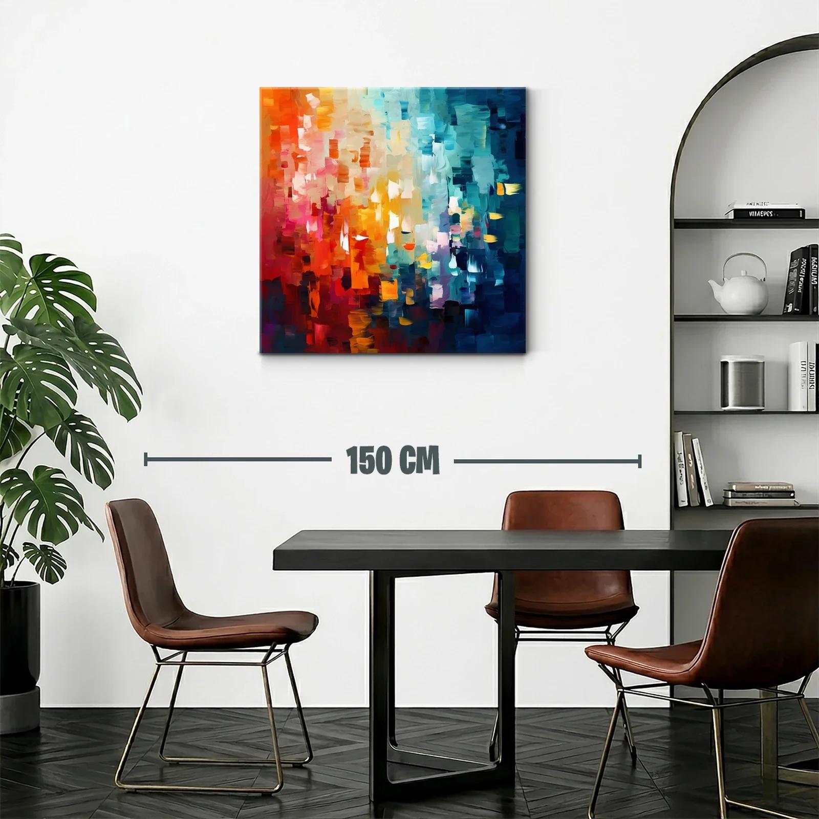 Cuadro abstracto con vibrantes tonos cálidos y fríos — miniatura 2