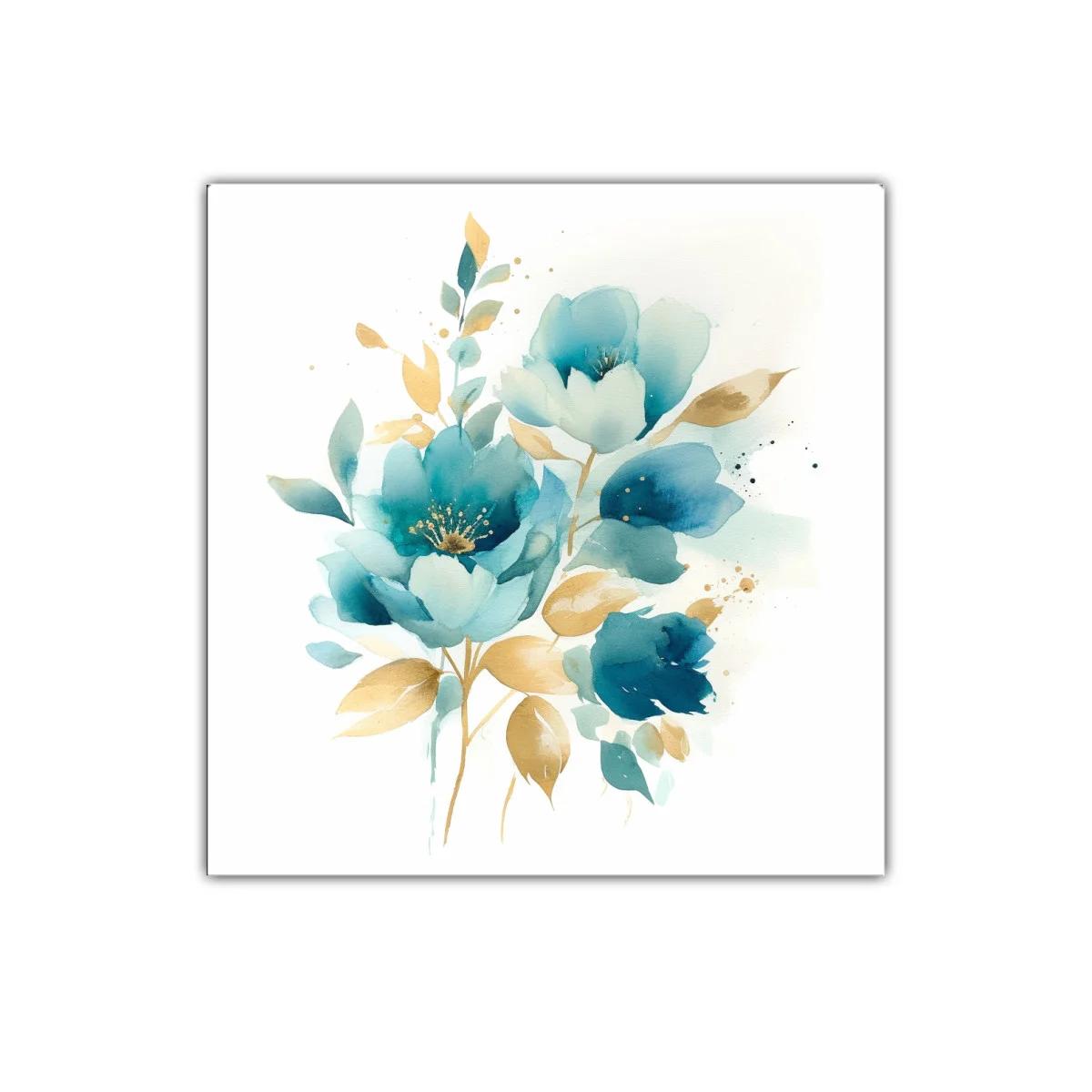 Elegancia floral en tonos azules con toques dorados