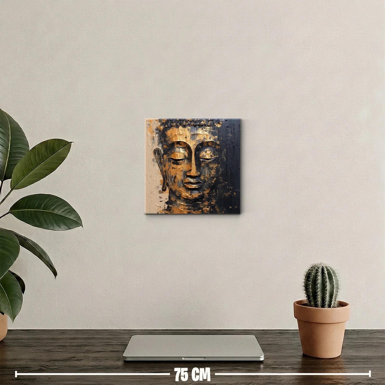 Retrato sereno de Buda con acabado dorado y negro — miniatura 2
