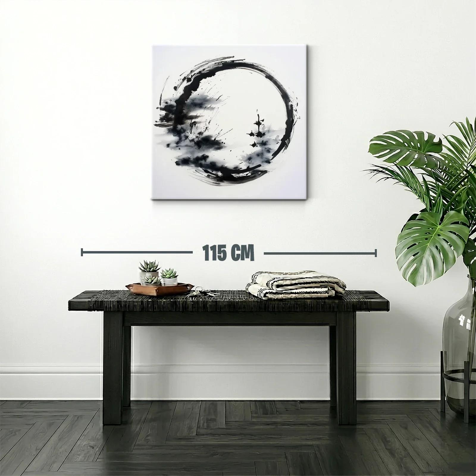 Cuadro círculo zen en blanco y negro para espacios modernos — miniatura 2