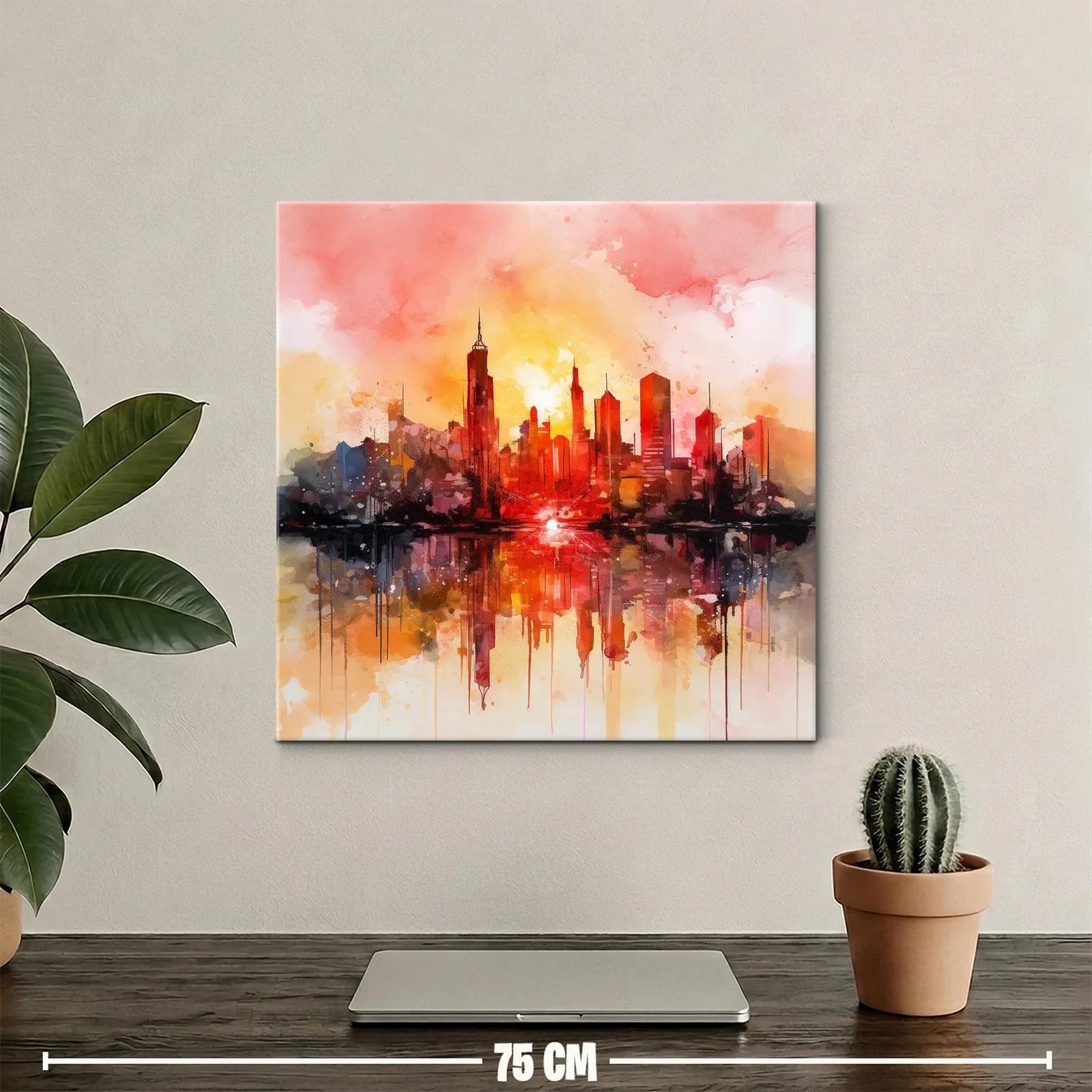 Atardecer vibrante sobre skyline urbano moderno — miniatura 2