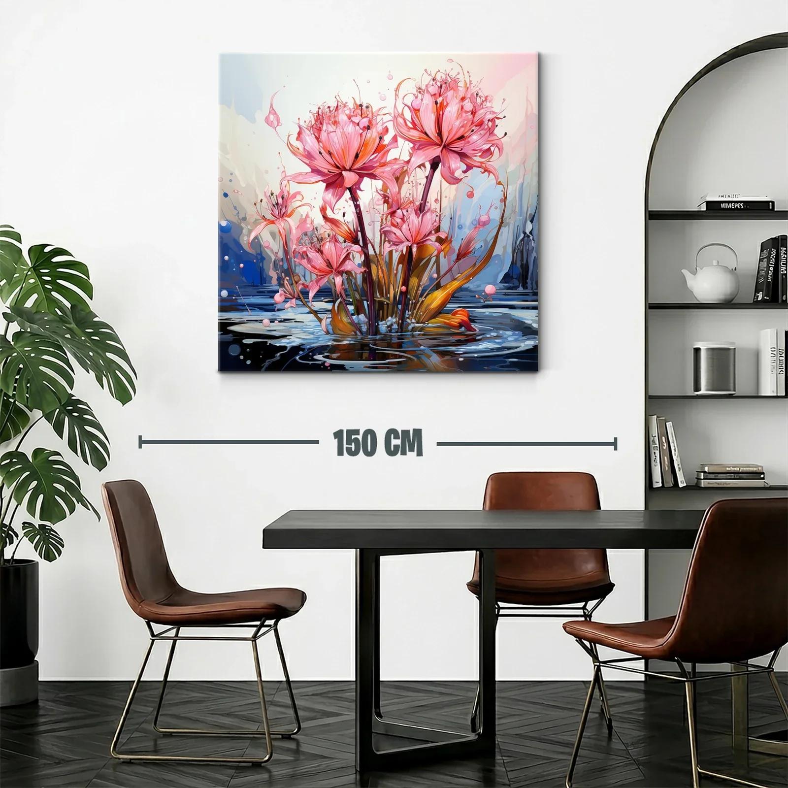 Flores exuberantes en tonos rosa sobre agua reflejada — miniatura 2
