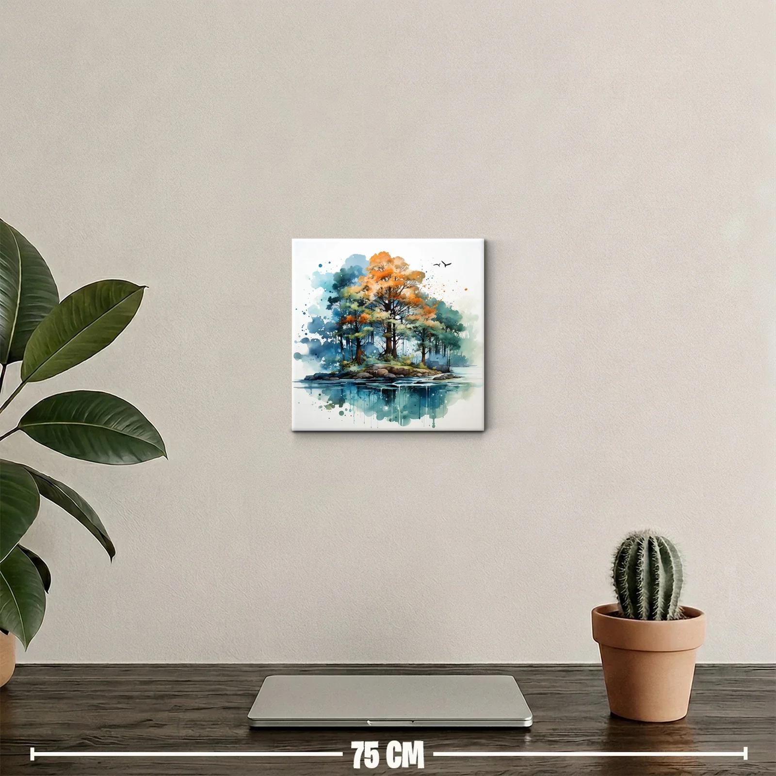 Bosque encantado con colores otoñales y reflejos en agua — miniatura 2