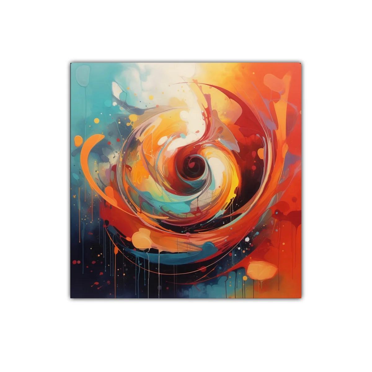 Cuadro abstracto con remolino de color vibrante y energía dinámica