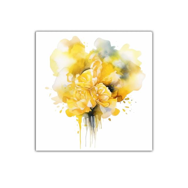 Cuadro decorativo flores amarillas en acuarela moderna