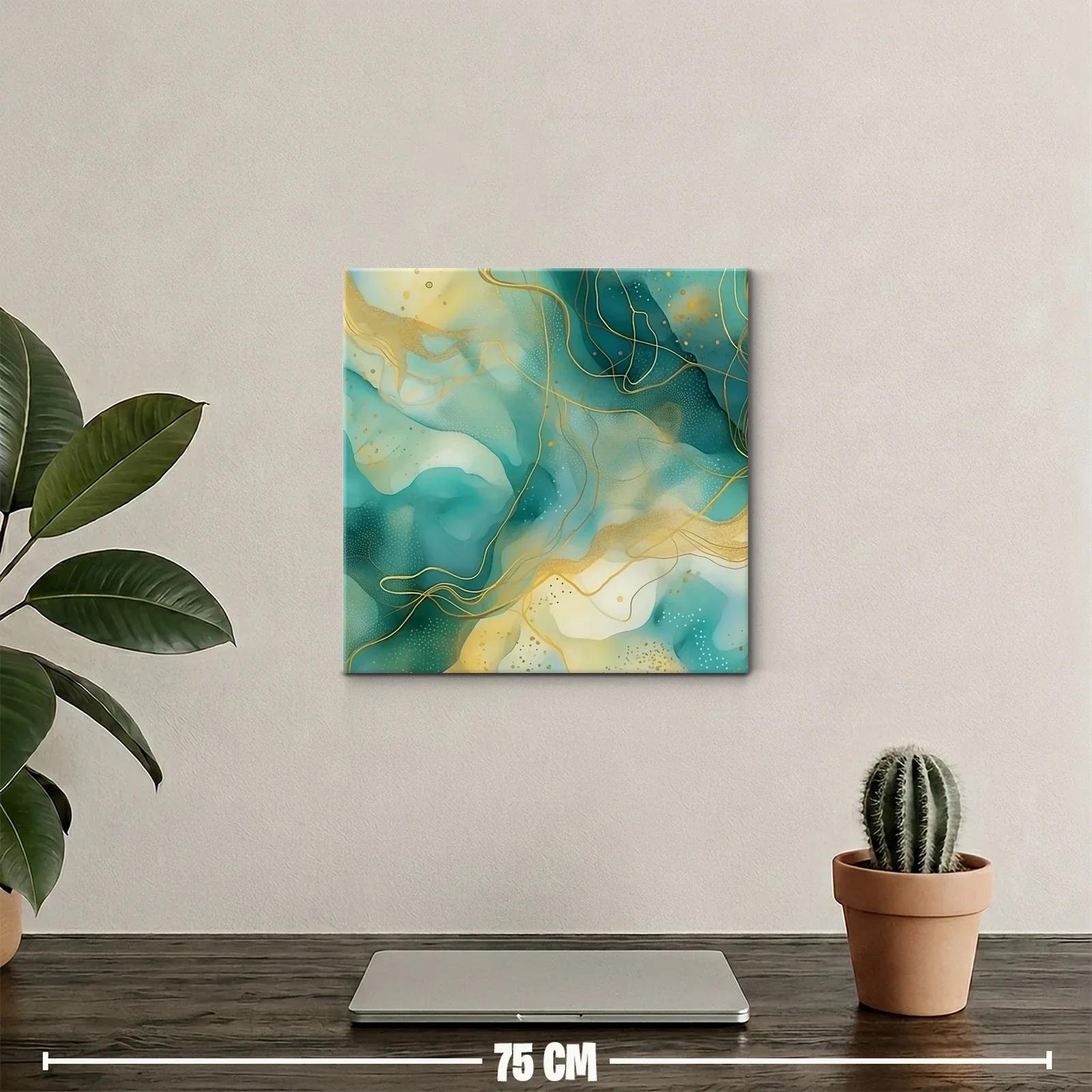 Composición abstracta con tonos aguamarina y dorados elegantes — miniatura 2