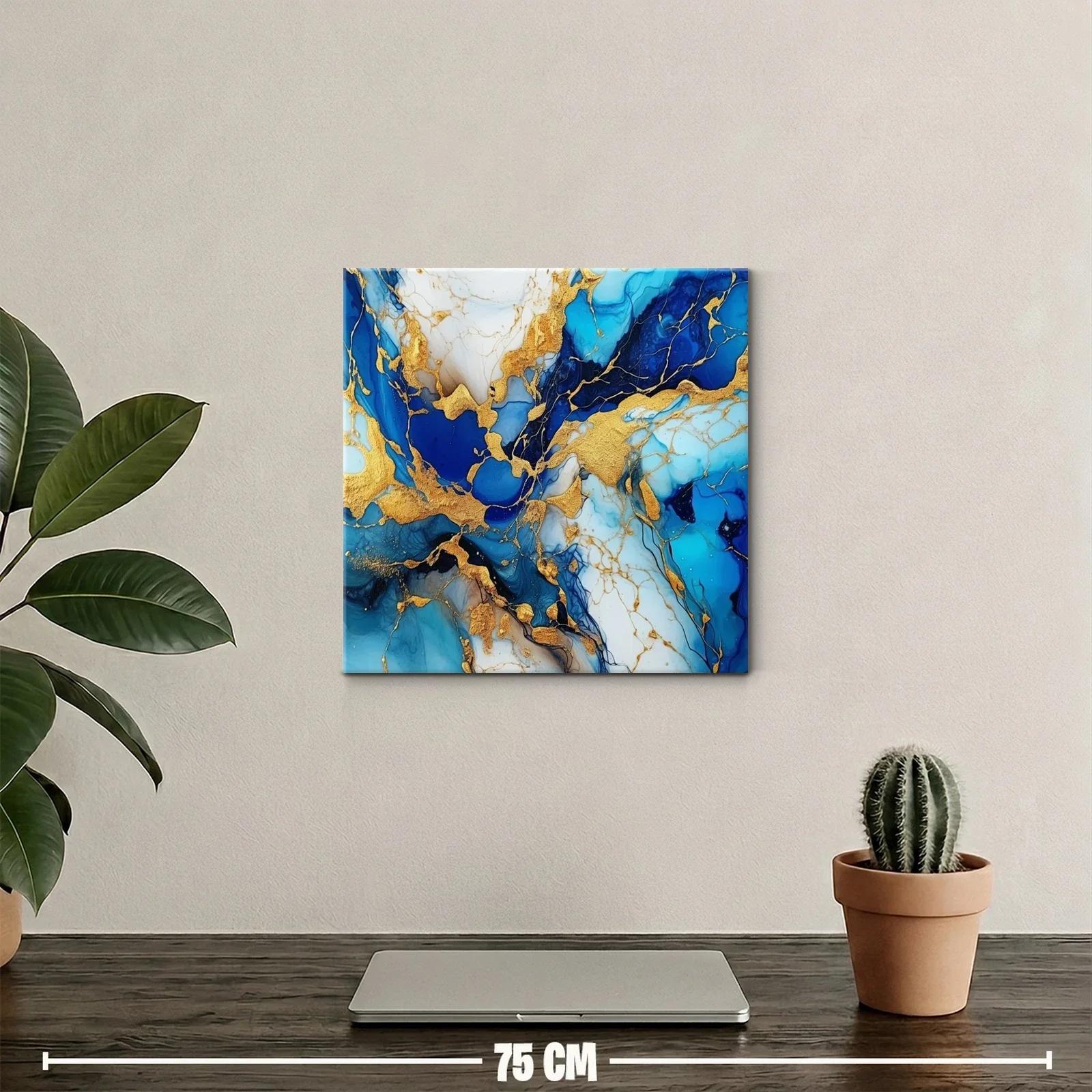 Composición abstracta en azul y dorado vibrante — miniatura 2