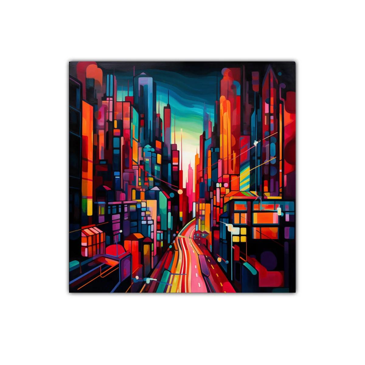 Ciudad vibrante al atardecer con luces intensas y dinámicas — imagen principal