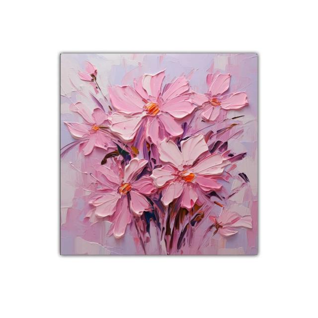 Cuadro floral en tonos rosa con flores delicadas