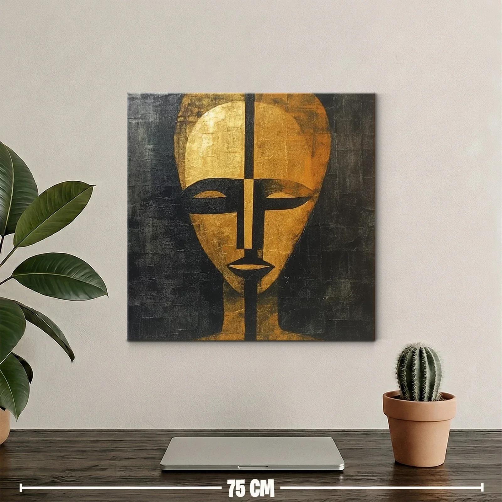 Rostro abstracto en tonos dorados y negros — miniatura 2