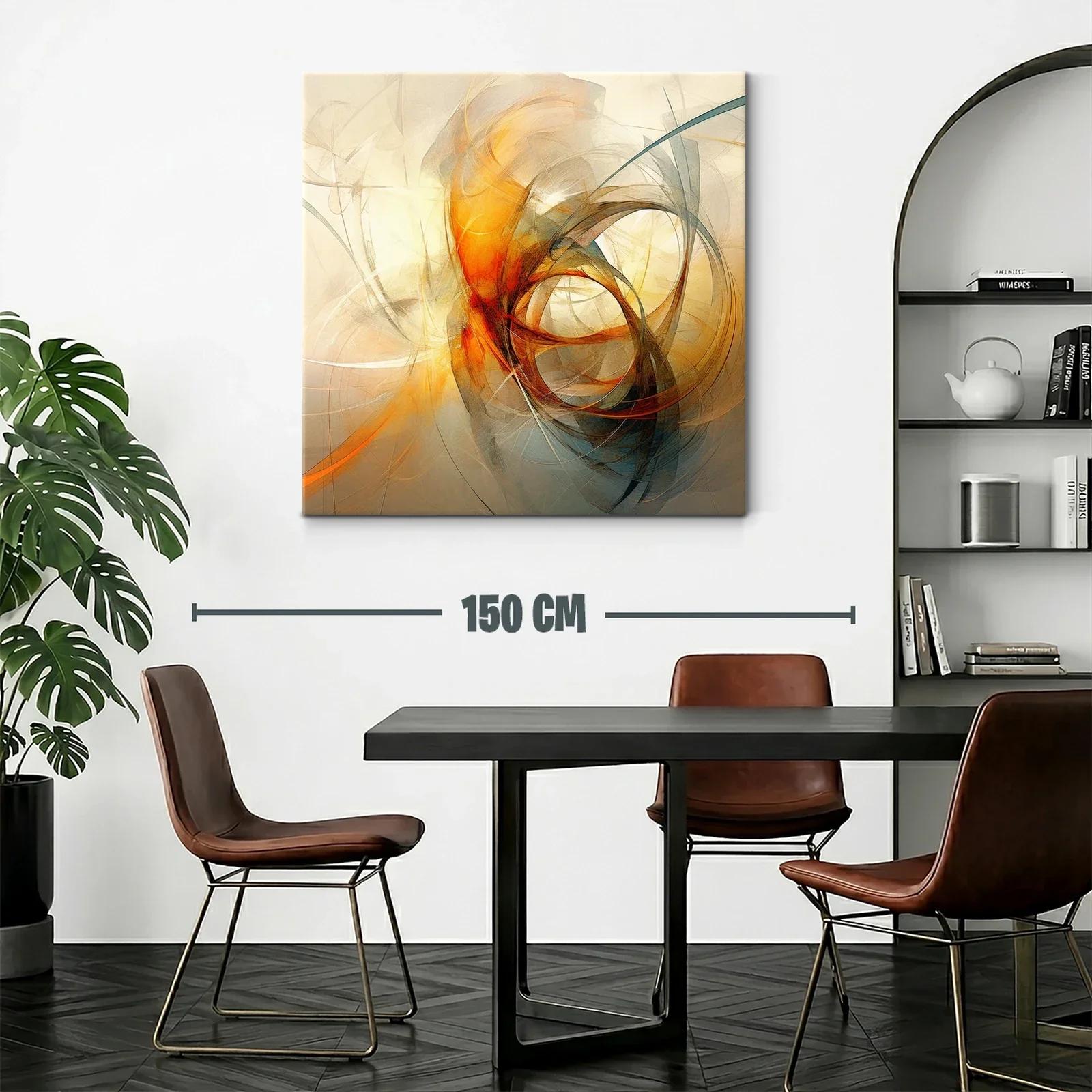 Cuadro Abstracto en Tonos Cálidos con Formas Dinámicas — miniatura 2