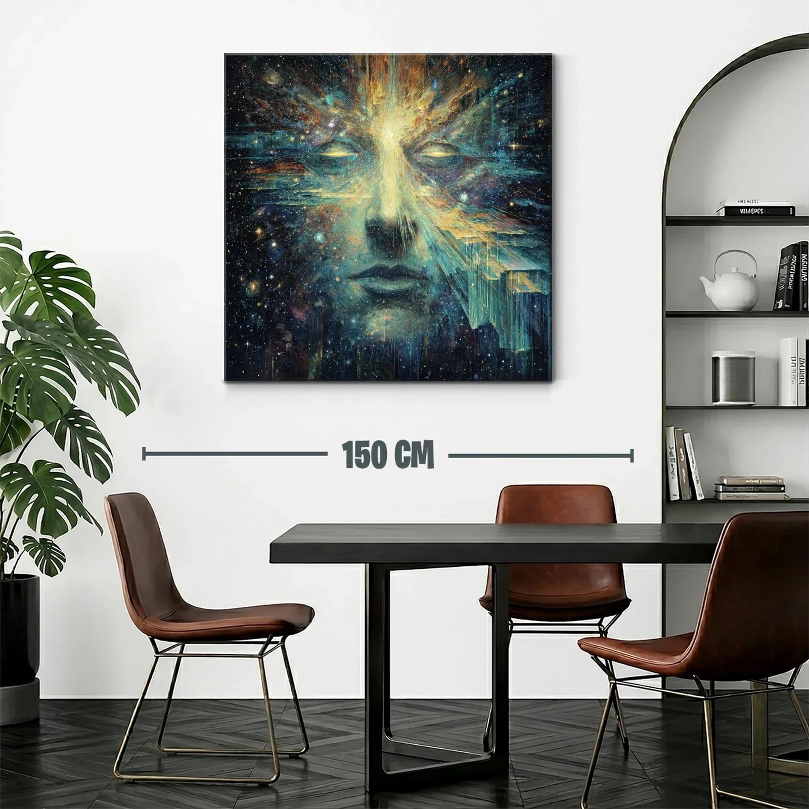 Rostro cósmico con energía luminosa y fractales celestes — miniatura 2