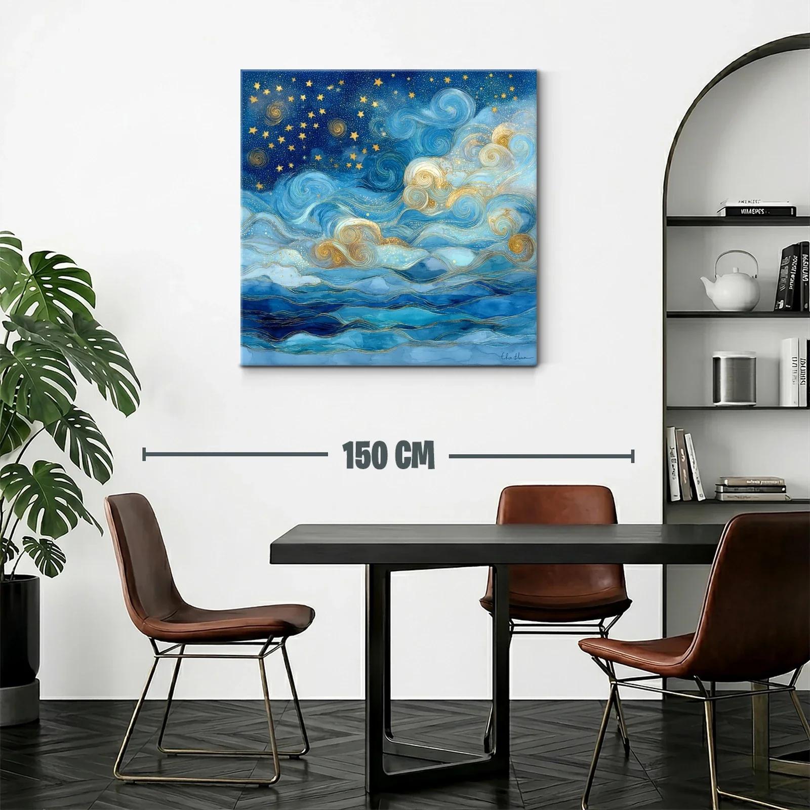 Sueños cósmicos en tonos azul y dorado vibrante — miniatura 2