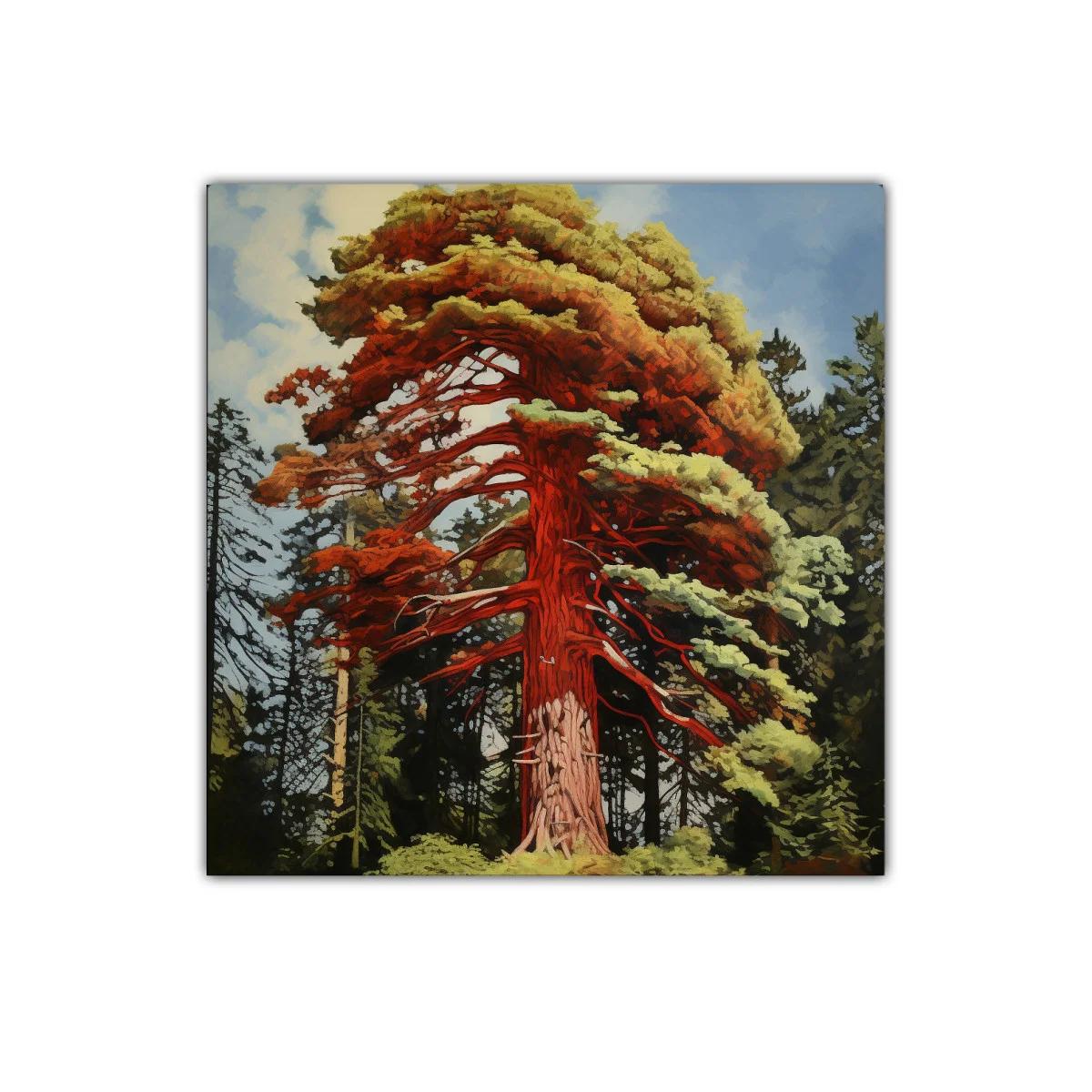 Imponente árbol rojo en bosque natural vibrante — imagen principal
