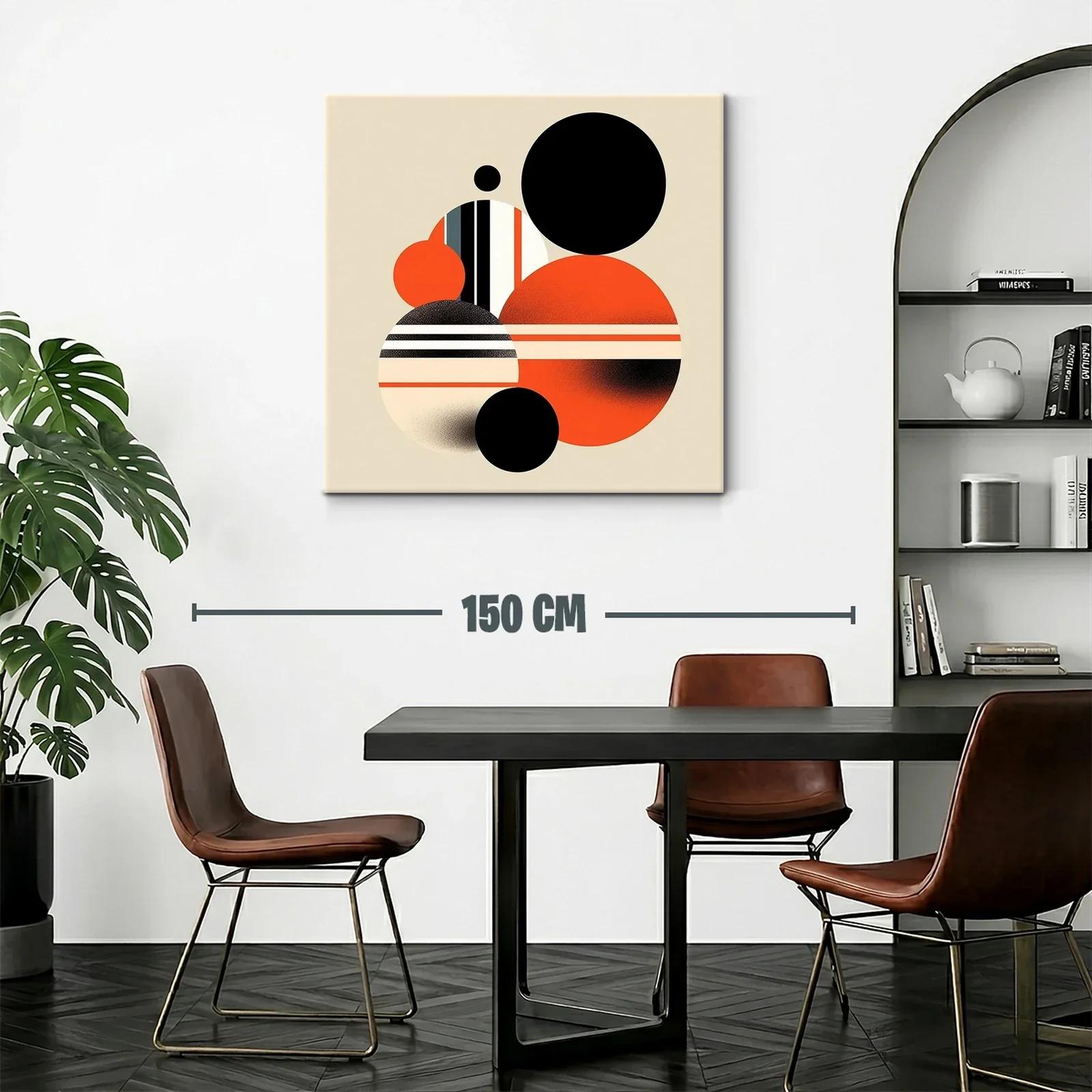 Composición geométrica con círculos en tonos negro y naranja — miniatura 2