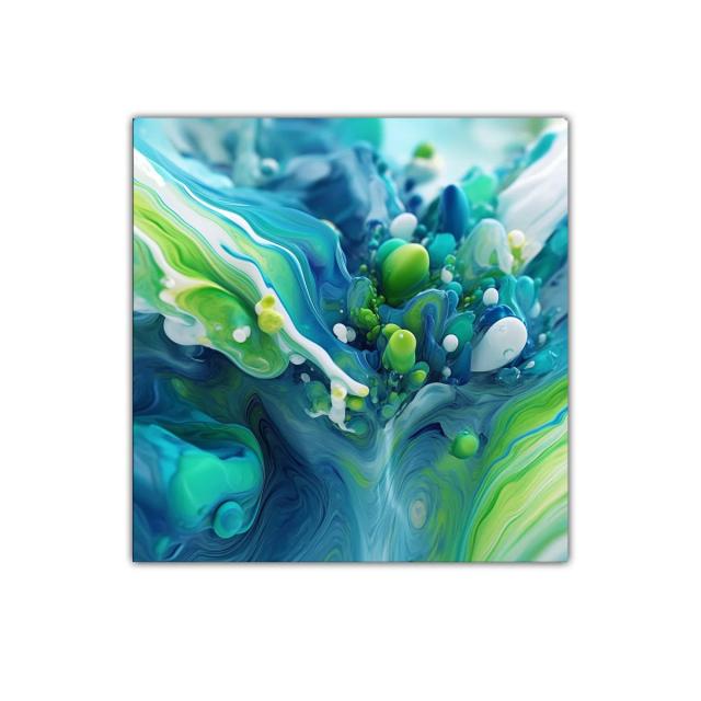 Abstracción orgánica en tonos azules y verdes vibrantes