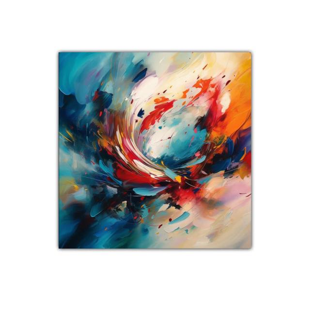 Cuadro abstracto con explosión de color vibrante y dinamismo