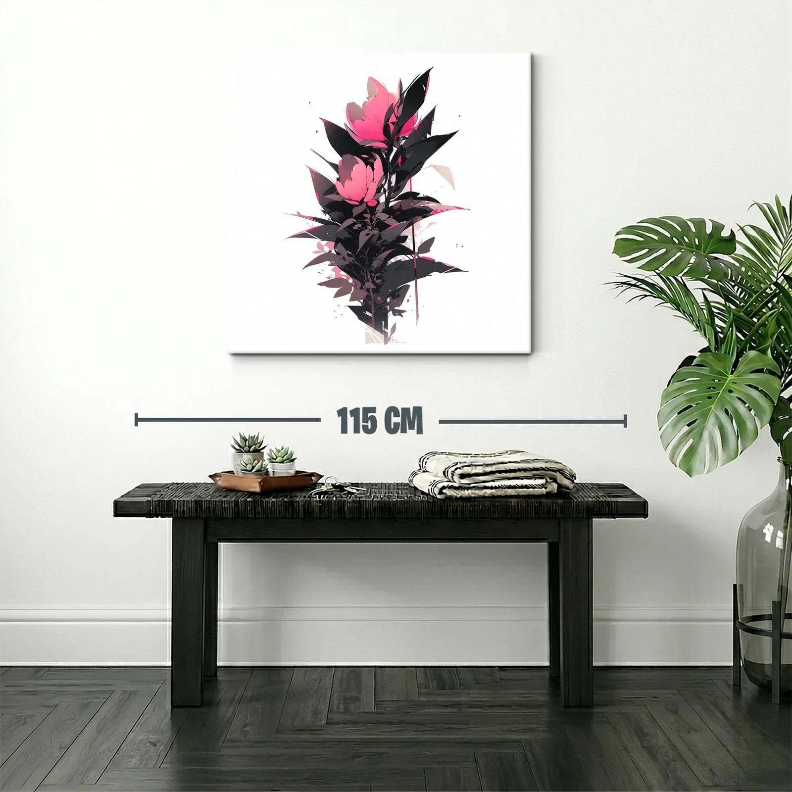 Cuadro floral con rosas en tonos fucsia y negro — miniatura 2