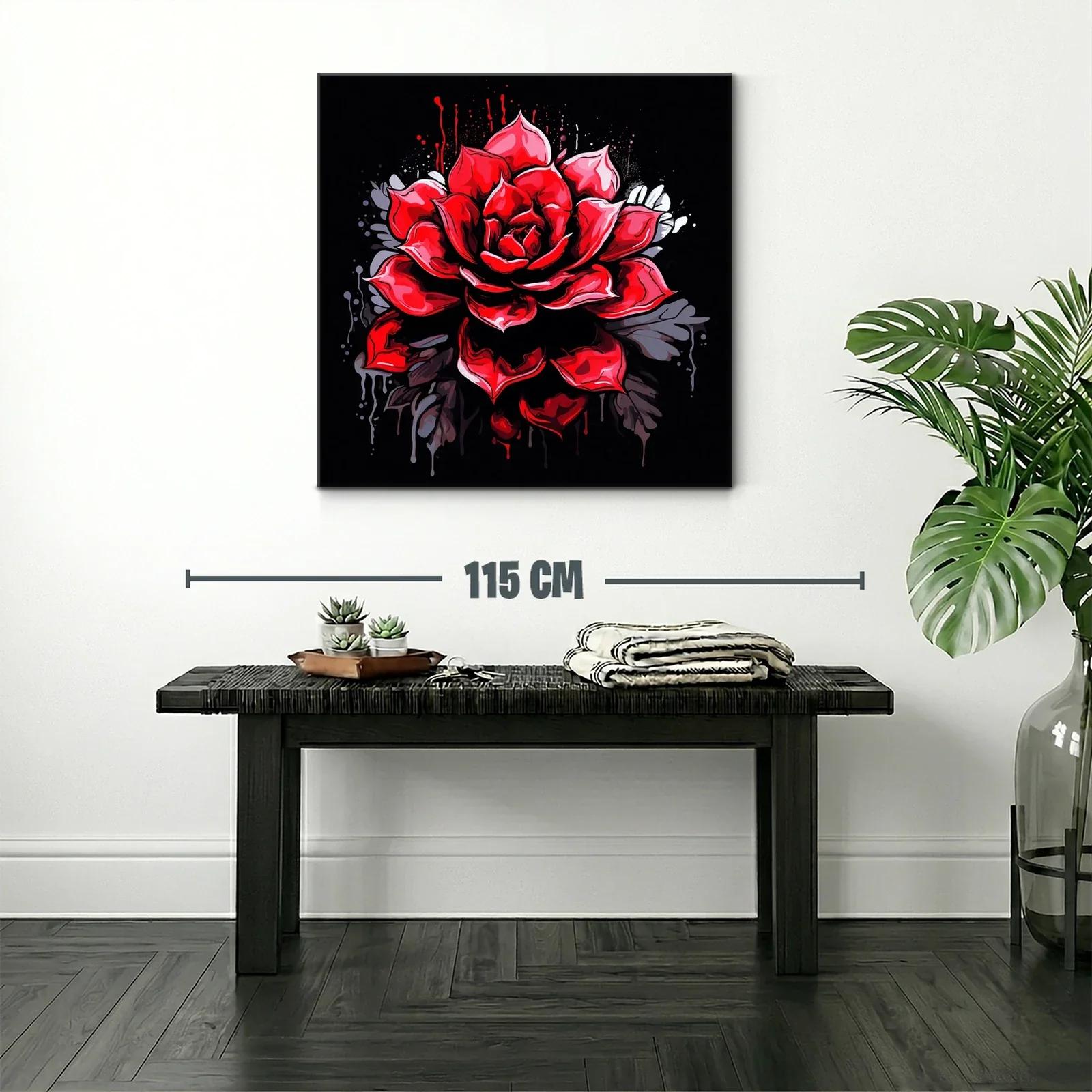 Impactante rosa roja con fondo oscuro vibrante — miniatura 2