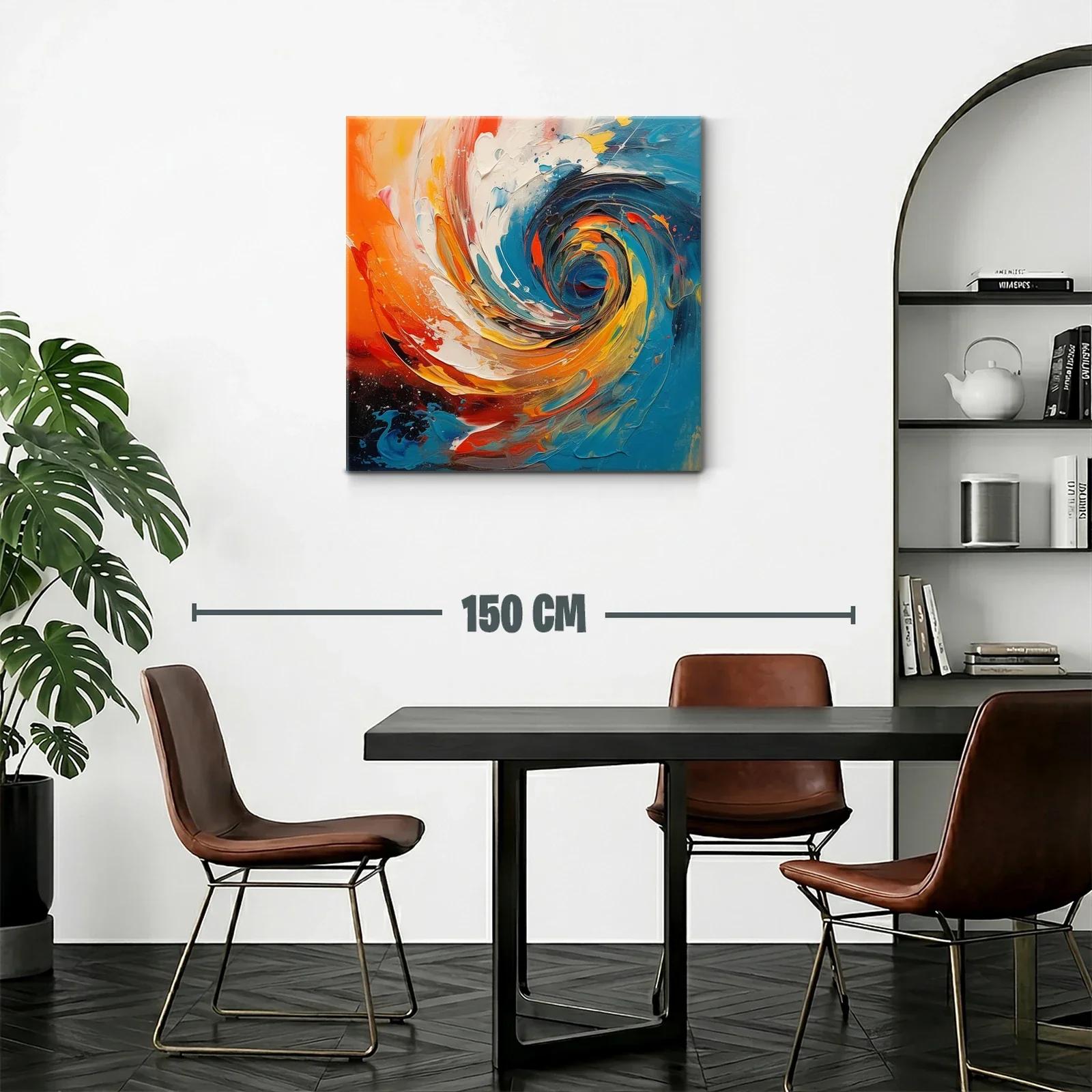 Cuadro abstracto con remolino en tonos vibrantes — miniatura 2