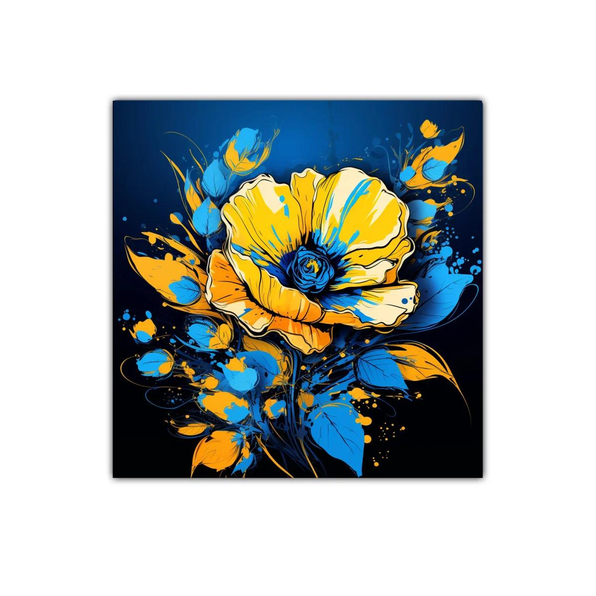 Flor vibrante en tonos azules y amarillos contrastantes — imagen principal