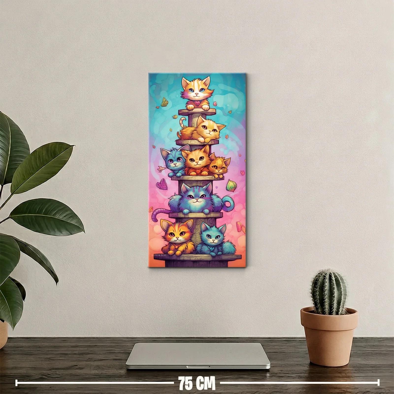 Cuadro torre de gatos con mariposas y dulces — miniatura 2