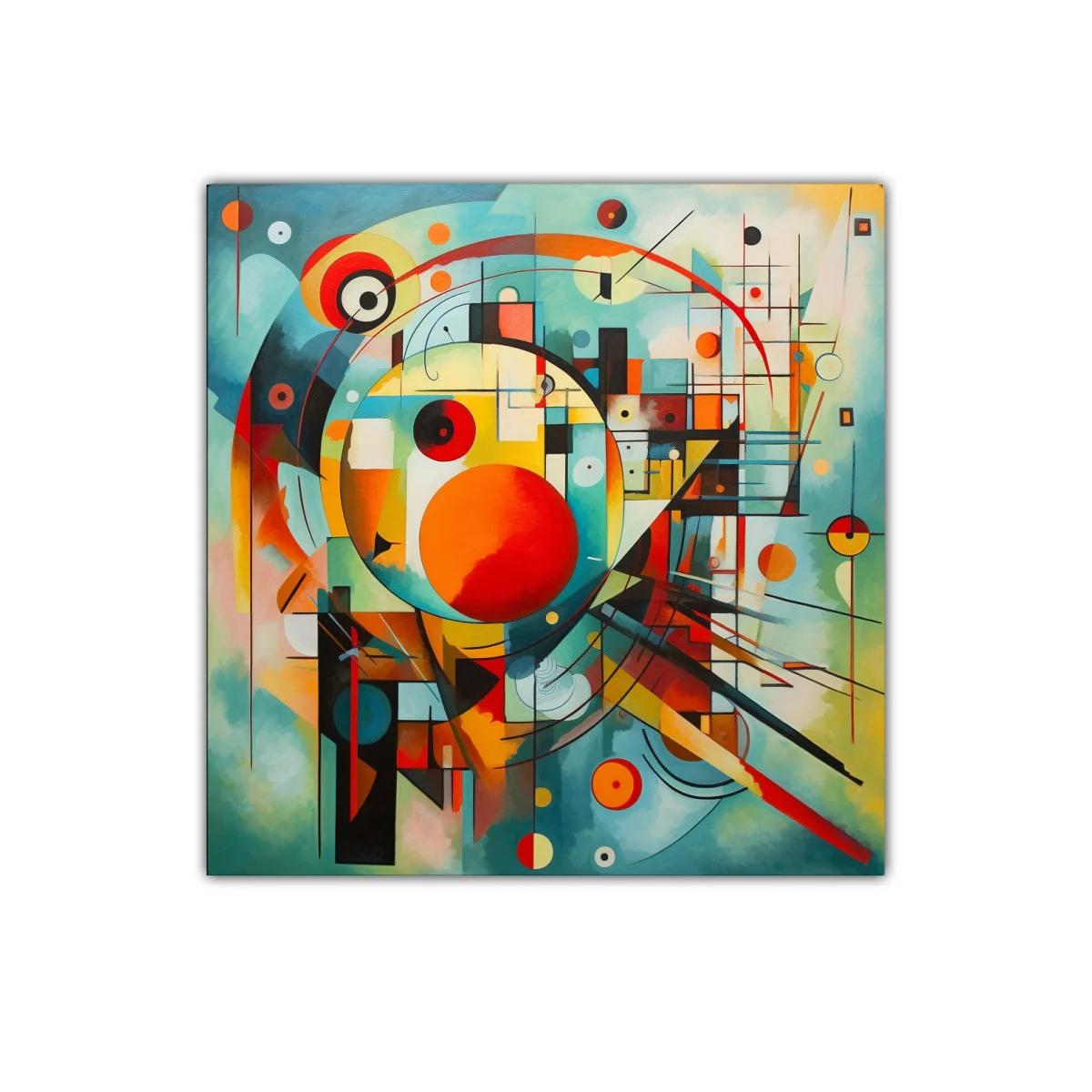 Composición abstracta vibrante con círculos geométricos y líneas dinámicas — imagen principal