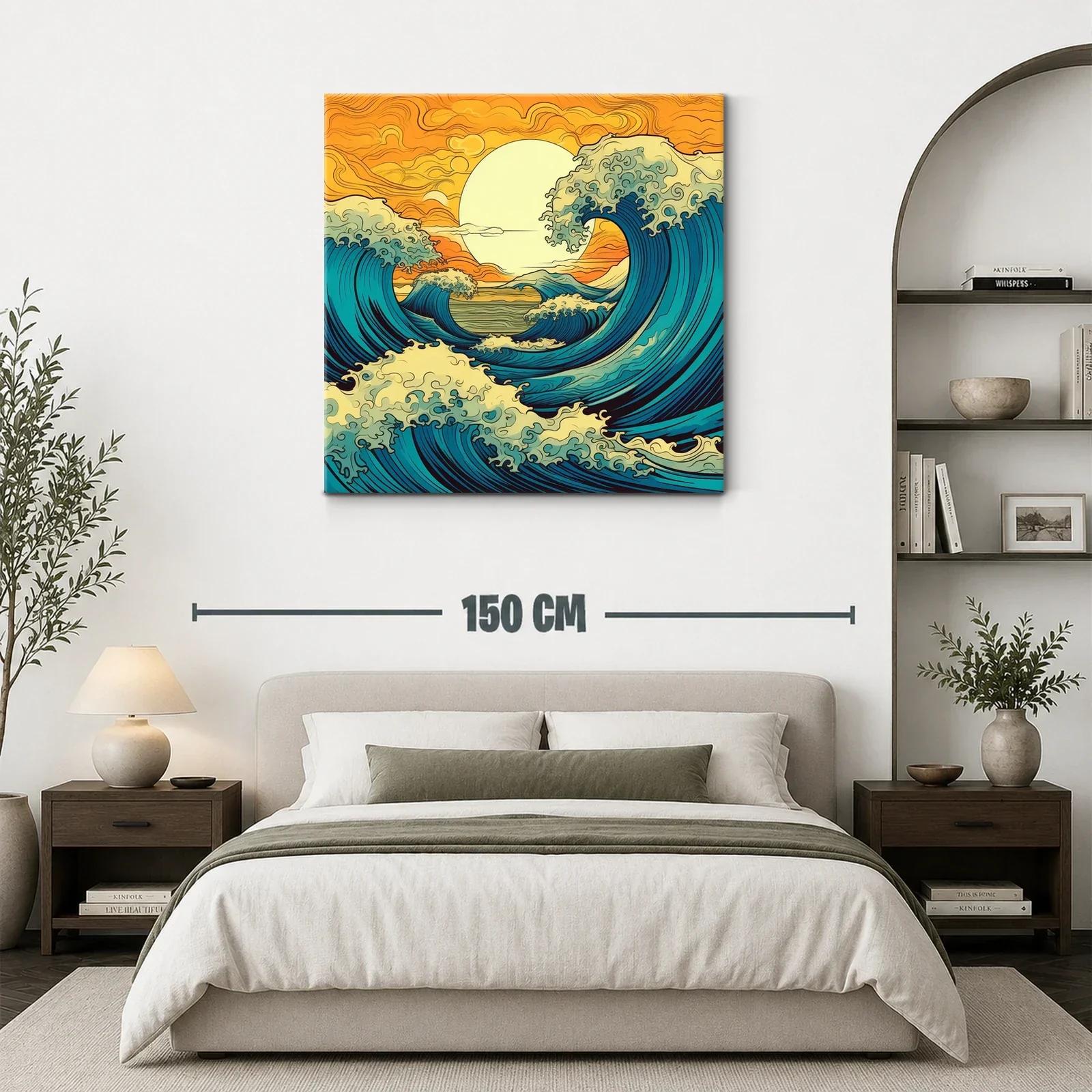 Olas vibrantes bajo un sol dorado en movimiento continuo — miniatura 3