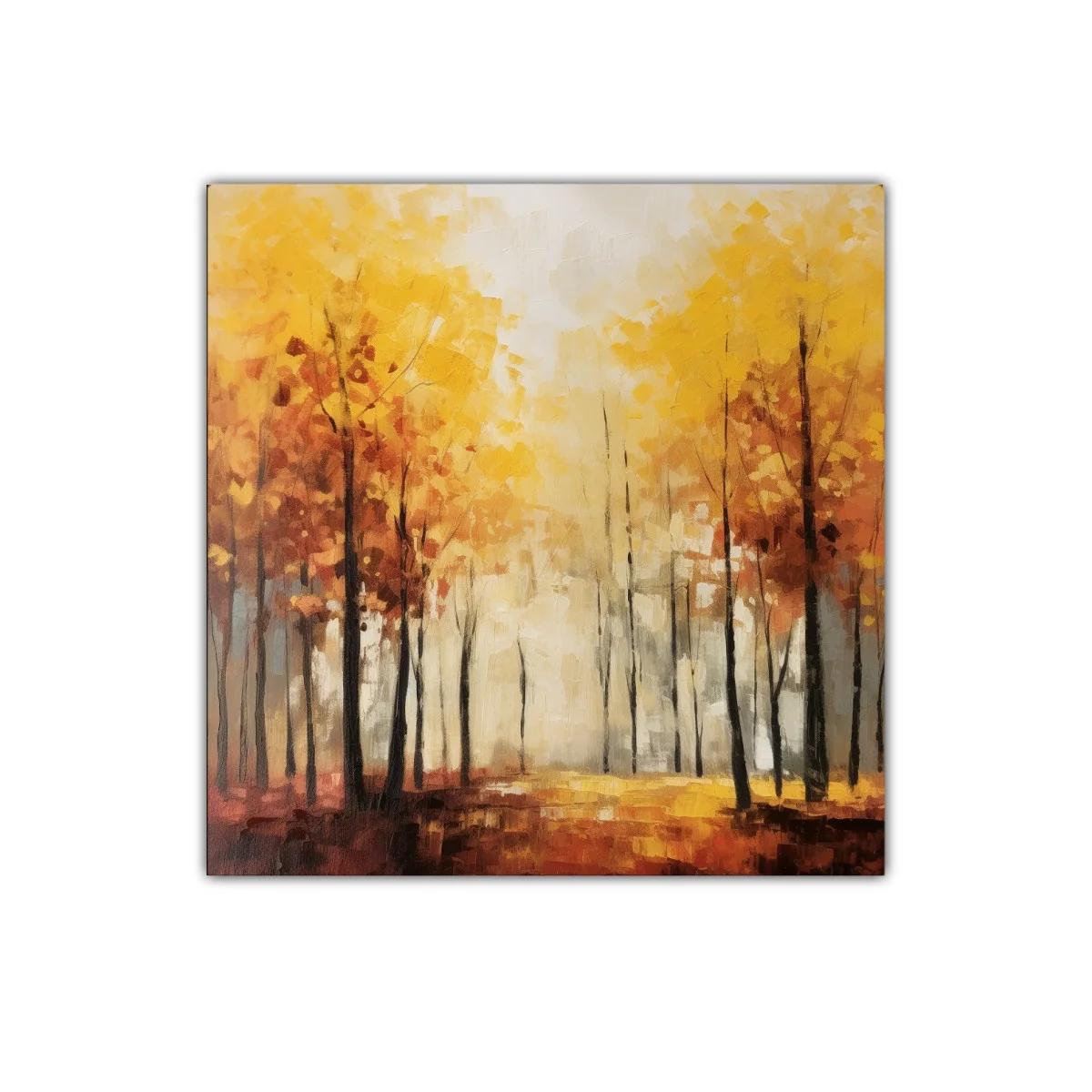 Cuadro decorativo con paisaje otoñal en tonos cálidos