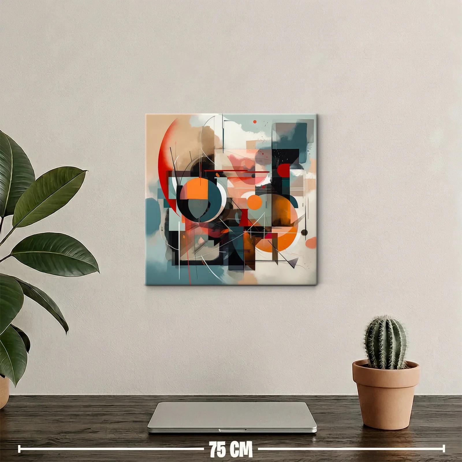 Cuadro abstracto con formas geométricas y paleta cálida — miniatura 2