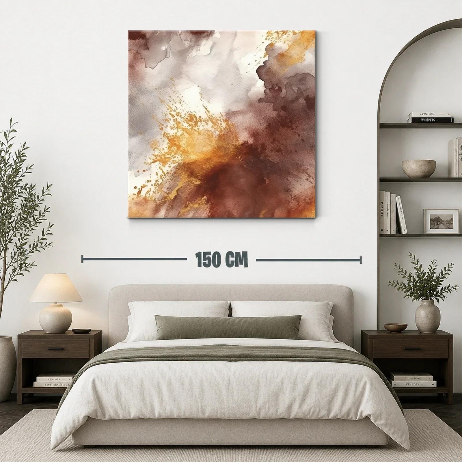 Cuadro abstracto en tonos tierra y dorados cálidos — miniatura 3