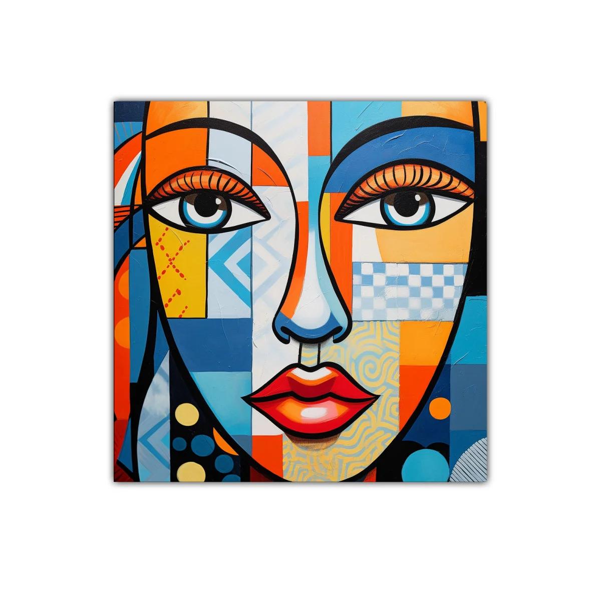 Cuadro moderno rostro femenino con colores vibrantes