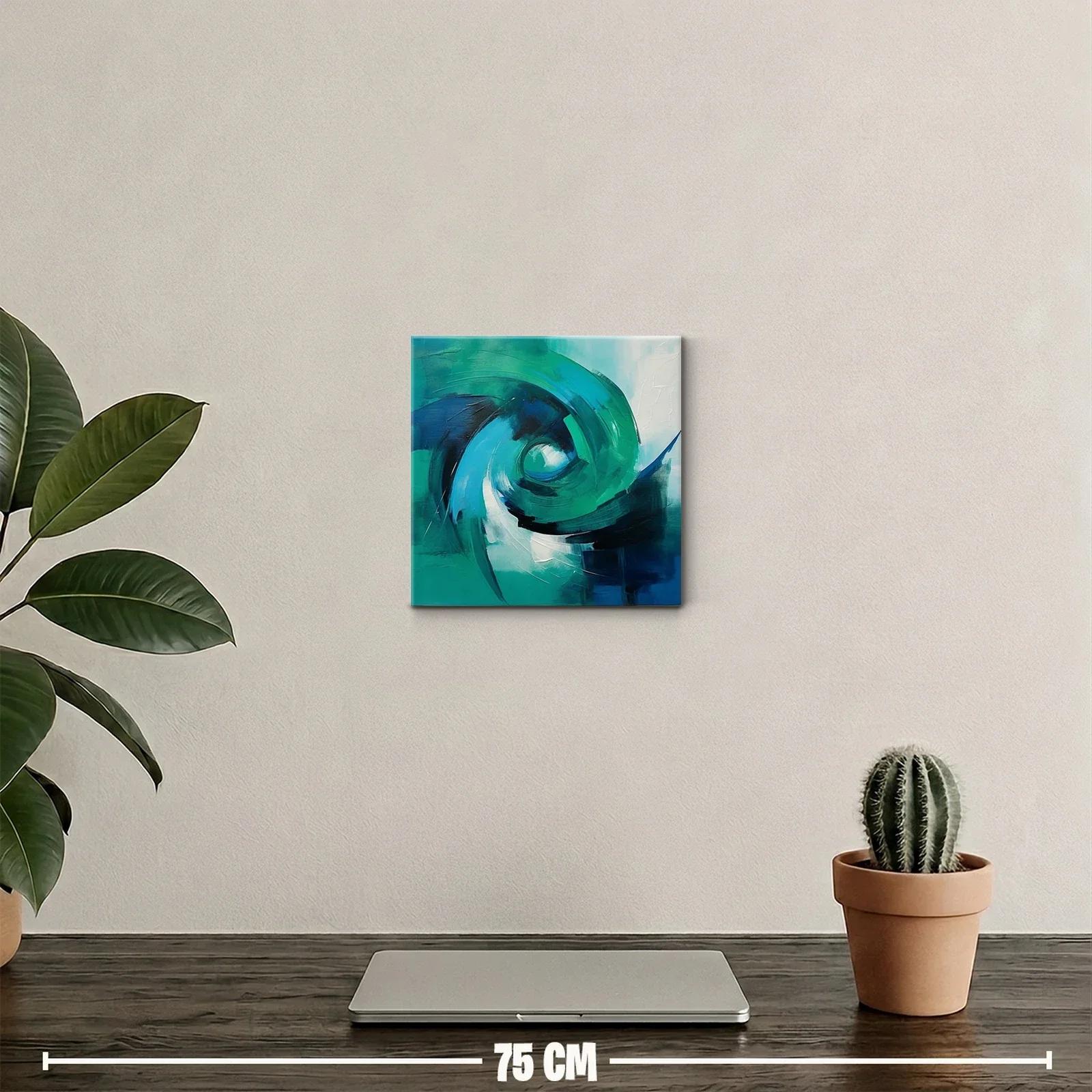 Cuadro abstracto en tonos azules y verdes vibrantes — miniatura 2