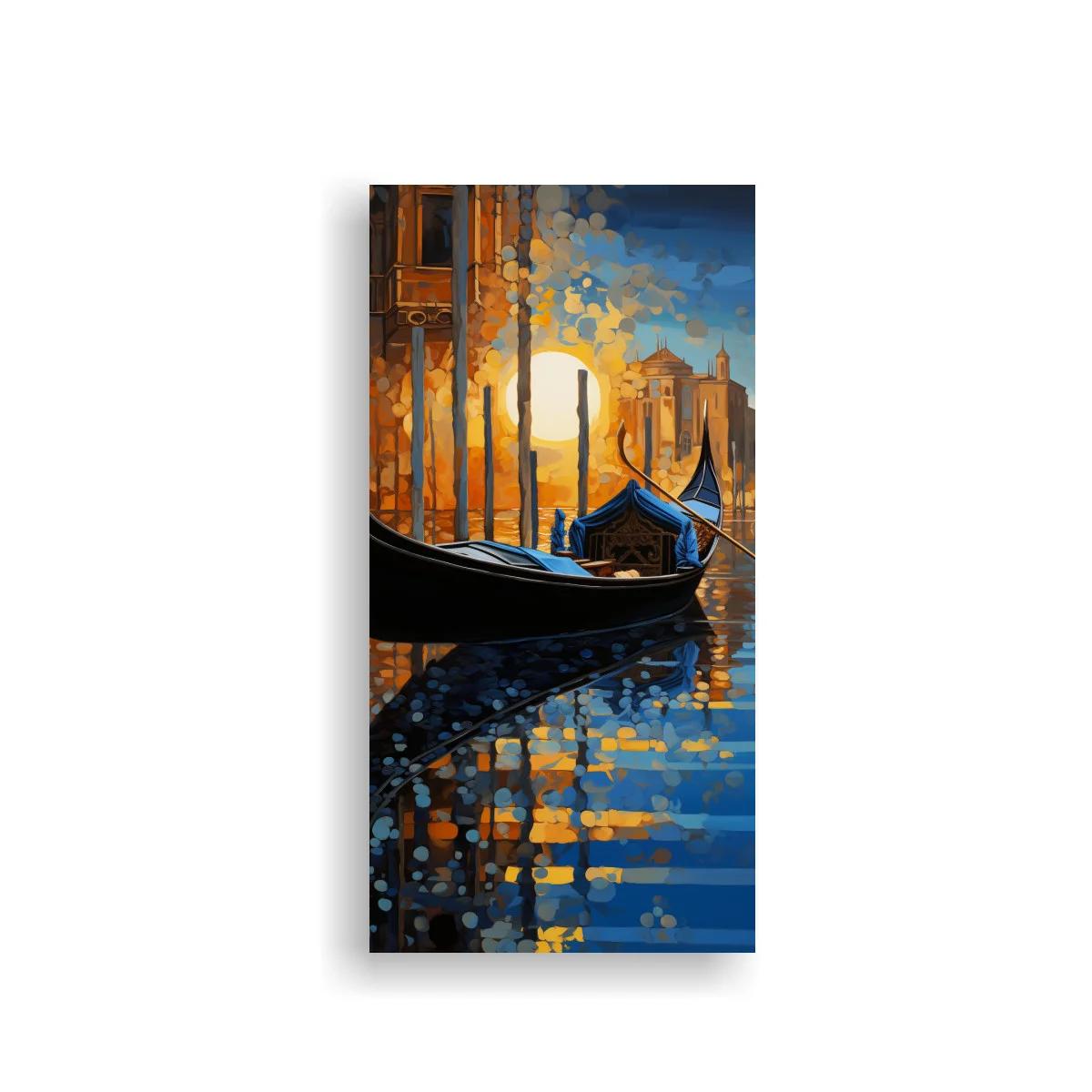 Cuadro góndola veneciana con reflejos dorados y azules