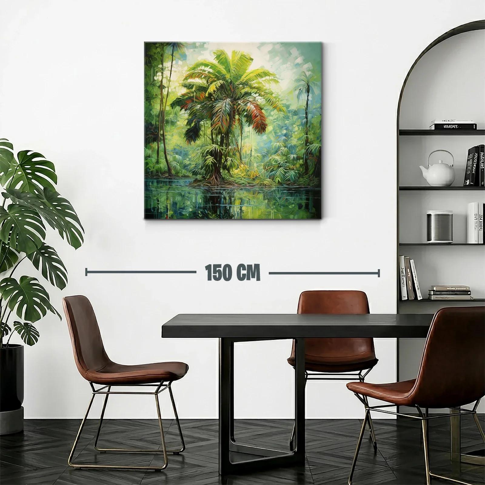 Exuberante paisaje tropical con palmera vibrante y reflejos — miniatura 2